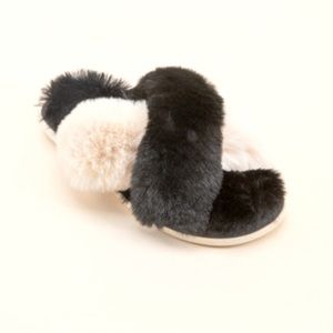 Two Tone Faux Fur Slippers